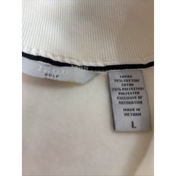 IZOD 1/4 Zip Sz Large Sweater Men’s Cotton Cream Ivory Preppy Golf Cotton Blend - Picture 3 of 8
